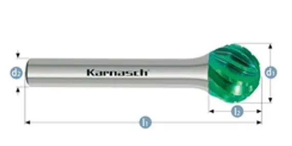 Борфреза твердосплавная Karnasch форма M, 6х18х6х50 мм, насечка HP-3 PRO, покрытие Green-Tec, арт. 11.6099-010