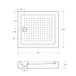 Поддон акриловый 90х80 Cezares TRAY-A-AH-90/80-15-W с сифоном