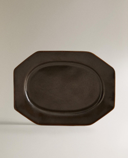 Zara Home блюдо сервировочное из каменной керамики, цвет коричневый, 19.4 см