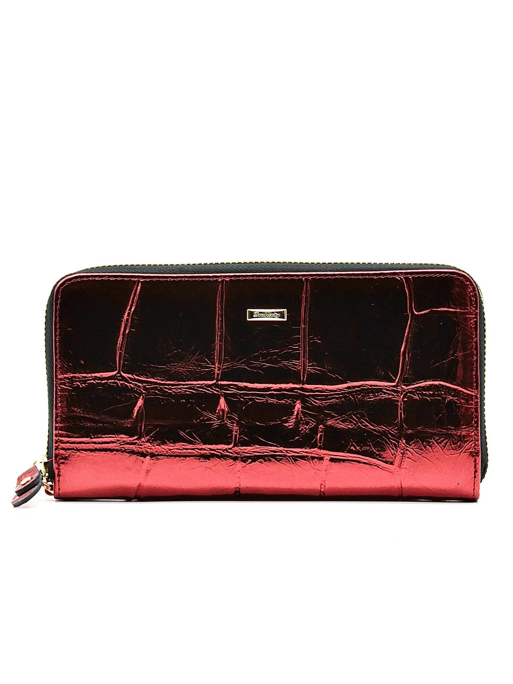 Фото стильный красивый красный лаковый женский большой кошелёк клатч 19х10 см из натуральной кожи Dublecity DC230-26B в подарочной коробке