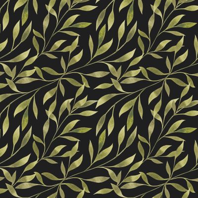 Зеленые листья на черном