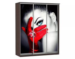 Шкаф купе Модерн 2076х450 3-х дверный 3-х секционный фотопечать №1 венге