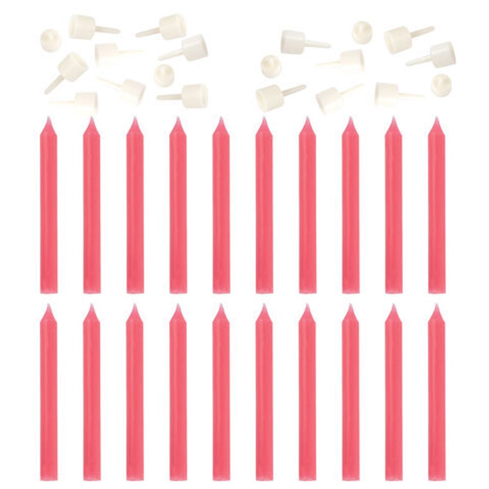 Набор свечей для торта 20 шт., 8 см, с держателями, розовые, ЗОЛОТАЯ СКАЗКА, в блистере, 591456