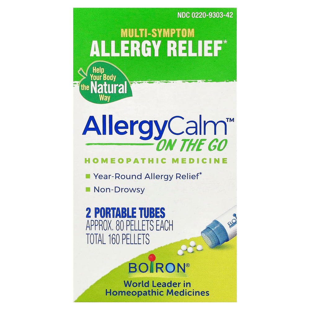 Boiron, AllergyCalm™ On The Go, 2 компактных тюбика по 80 гранул