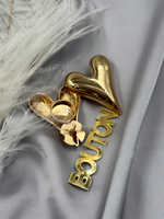 Накладка на пуговицу золотистая в форме массивного сердца