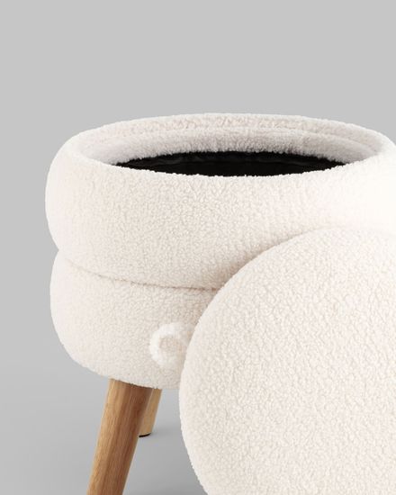 Пуф с ящиком Винни S тедди белый