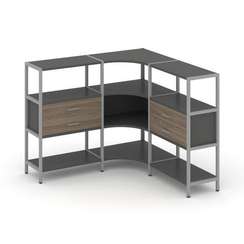 Shelf System Трехсекционный угловой стеллаж трехярусный с ящиками SN.STMU-331 Антрацит/Вяз Благородн