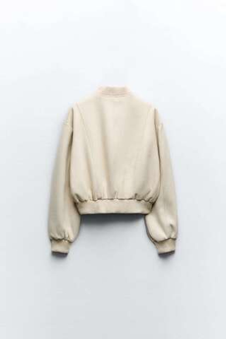ZARA БОМБЕР ИЗ ИСКУССТВЕННОЙ ЗАМШИ, ЭКРЮ