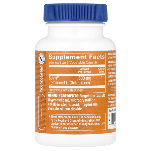 The Vitamin Shoppe, Восстановленный глутатион, 500 мг, 60 растительных капсул