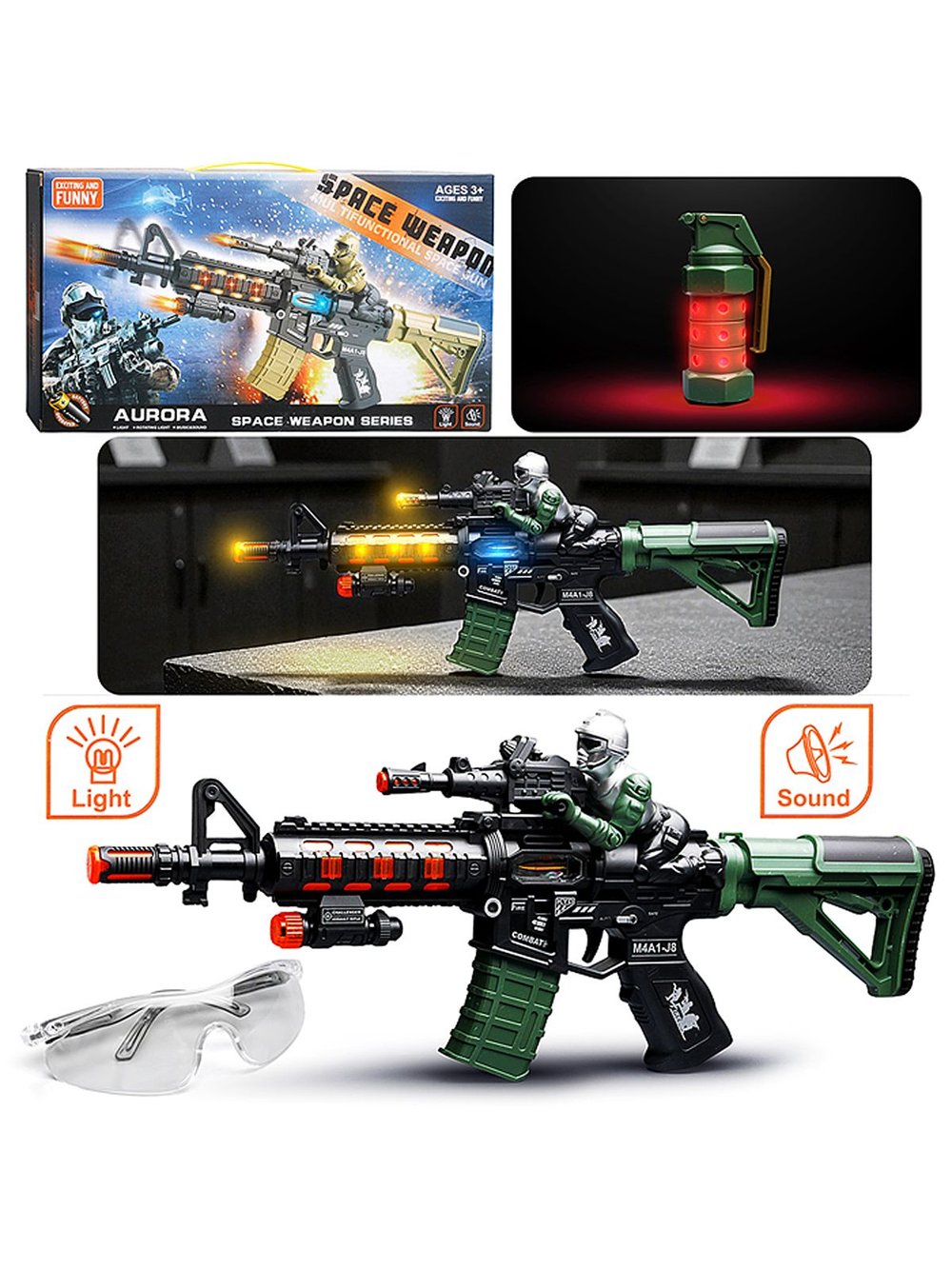 Детский Автомат со светом и звуком на батарейках (844-10)