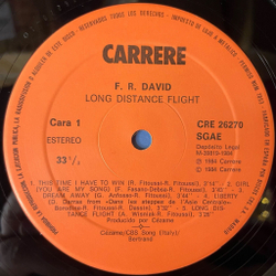 Винтажная виниловая пластинка LP F.R. David Long Distance Flight (Spain 1984)