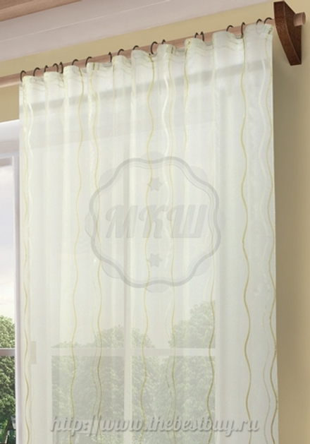 Тюль  с рисунком: Клерис (S213-1) - (300х280)х2 см. - бежево-золотистый