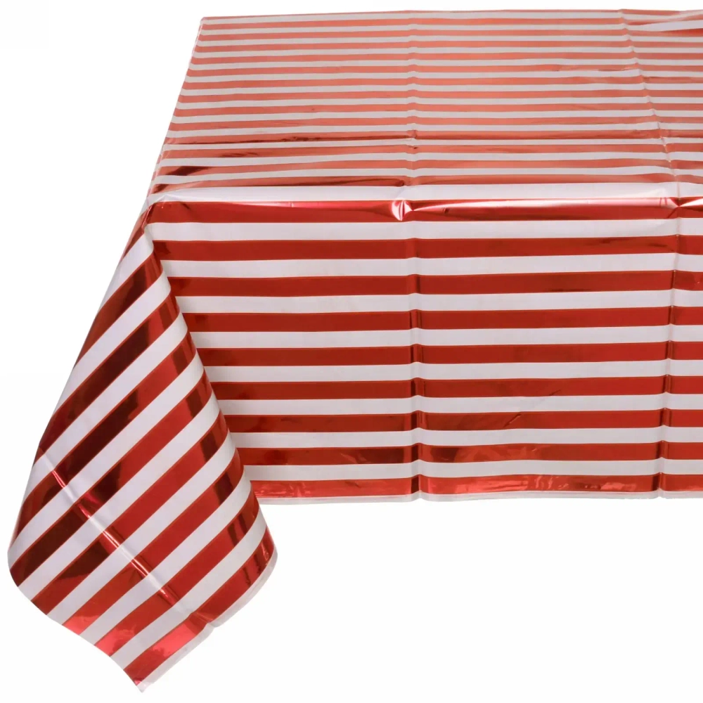 Скатерть фольгированная «Фантазия» 137*183см цвет красный, пвх