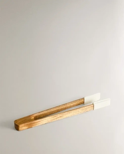 ZARA HOME СИЛИКОНОВЫЕ ЩИПЦЫ С ДЕРЕВЯННОЙ РУЧКОЙ, КРЕМОВЫЙ