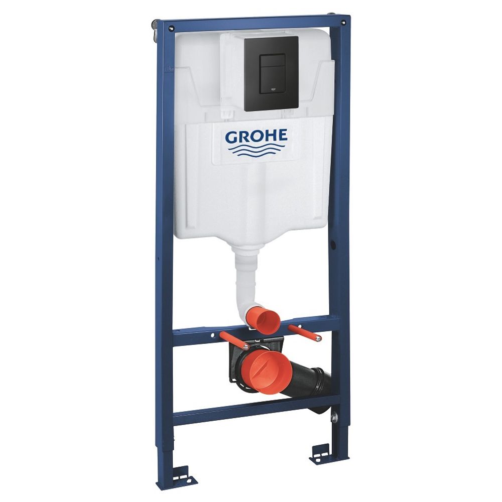 Система инсталляции для унитаза Grohe Solido 3 в 1 с панелью смыва черный матовый и крепеж (38811KF0)