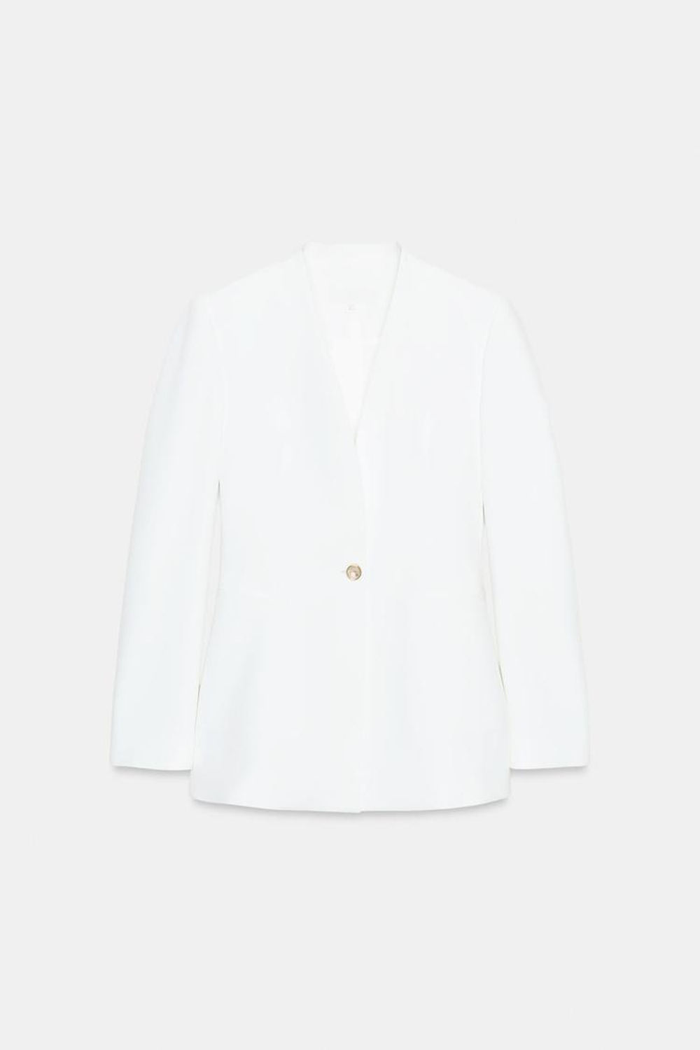 ZARA ПРИТАЛЕННЫЙ БЛЕЙЗЕР БЕЗ ЛАЦКАНОВ, ЭКРЮ