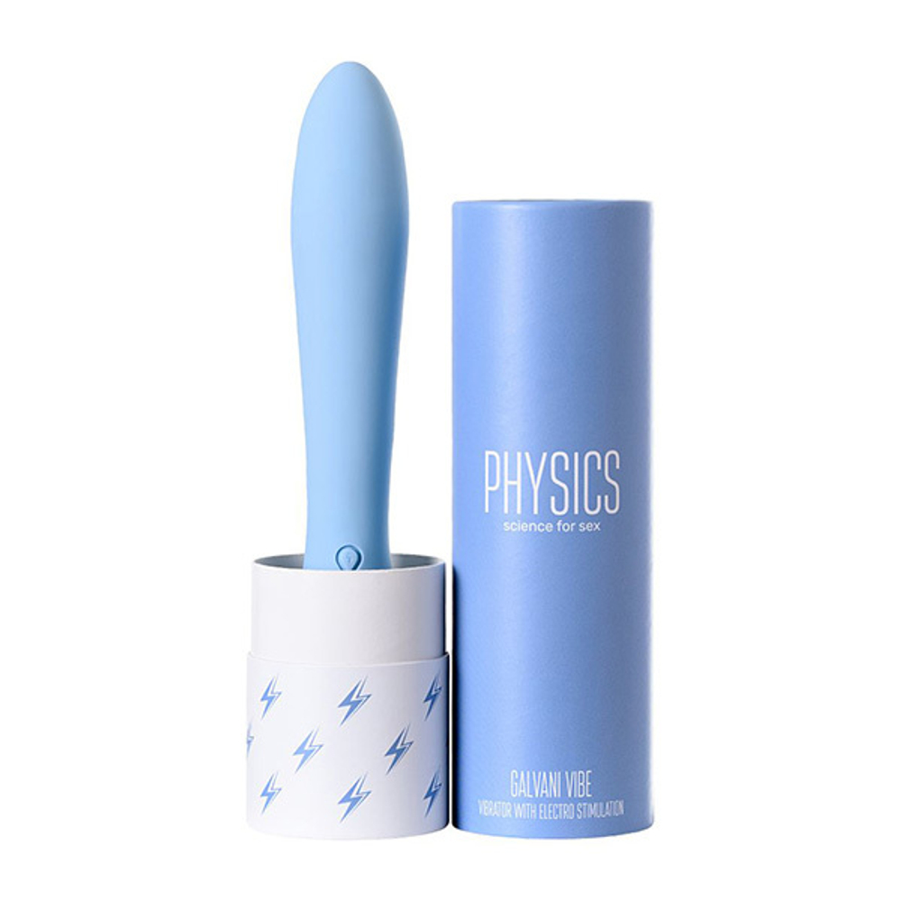 Голубой силиконовый вибратор 21см с электростимуляцией ToyFa Physics Galvani Vibe 796002