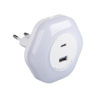 Ночник светильник в розетку BOLA LED 2xUSB WW W