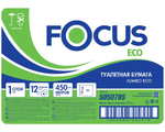 Туалетная бумага Focus Jumbo Eco, 1-слойная, белая, 450 метров, 12 штук
