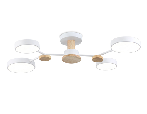 Светильник светодиодный подвесной FL4858/4 WH/WD белый/дерево 60W 3000-6000K 700*400*120  (без ПДУ)