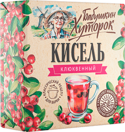 БАБУШКИН ХУТОРОК кисель (БРИКЕТ) КЛЮКВА 180гр (1х20)