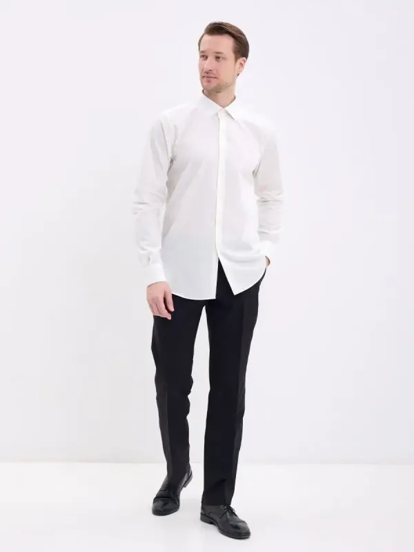 Рубашка на высокий рост LONG SLIM FIT с длинным рукавом, молочная