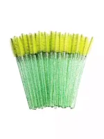 Щеточки для бровей и ресниц с блестящей ручкой, зеленые, 50 шт
