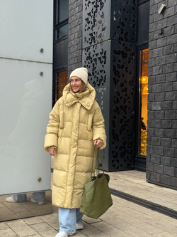 Пуховик Сахалин макси зеленое яблоко