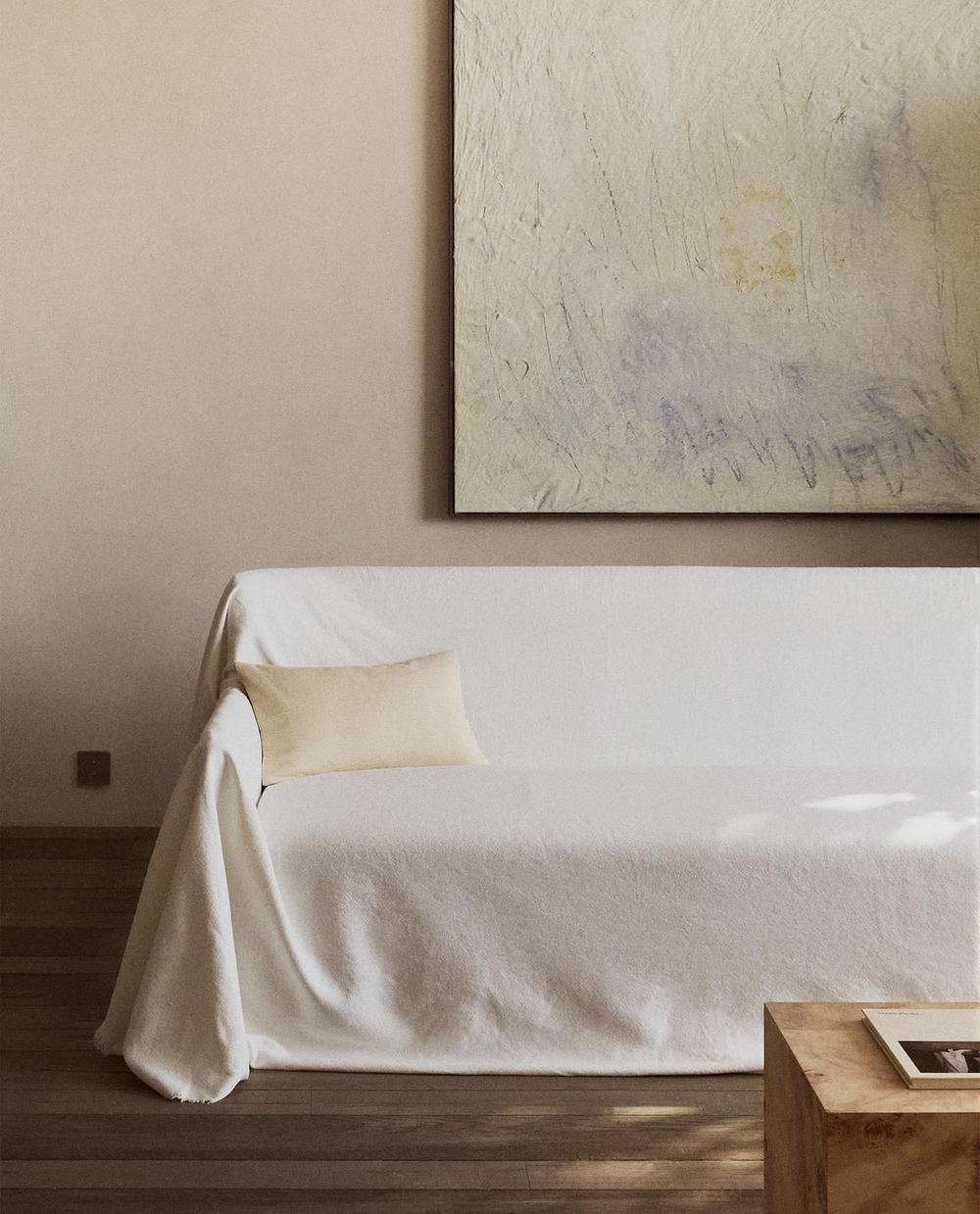 Zara Home - Универсальный плед из льна и хлопка, белый, 140x190 см