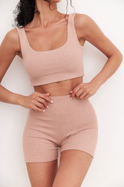 Короткие шорты из лапши с пич-эффектом цвета мокко