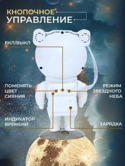 Проектор-ночник звездное небо "Космонавт" + пульт