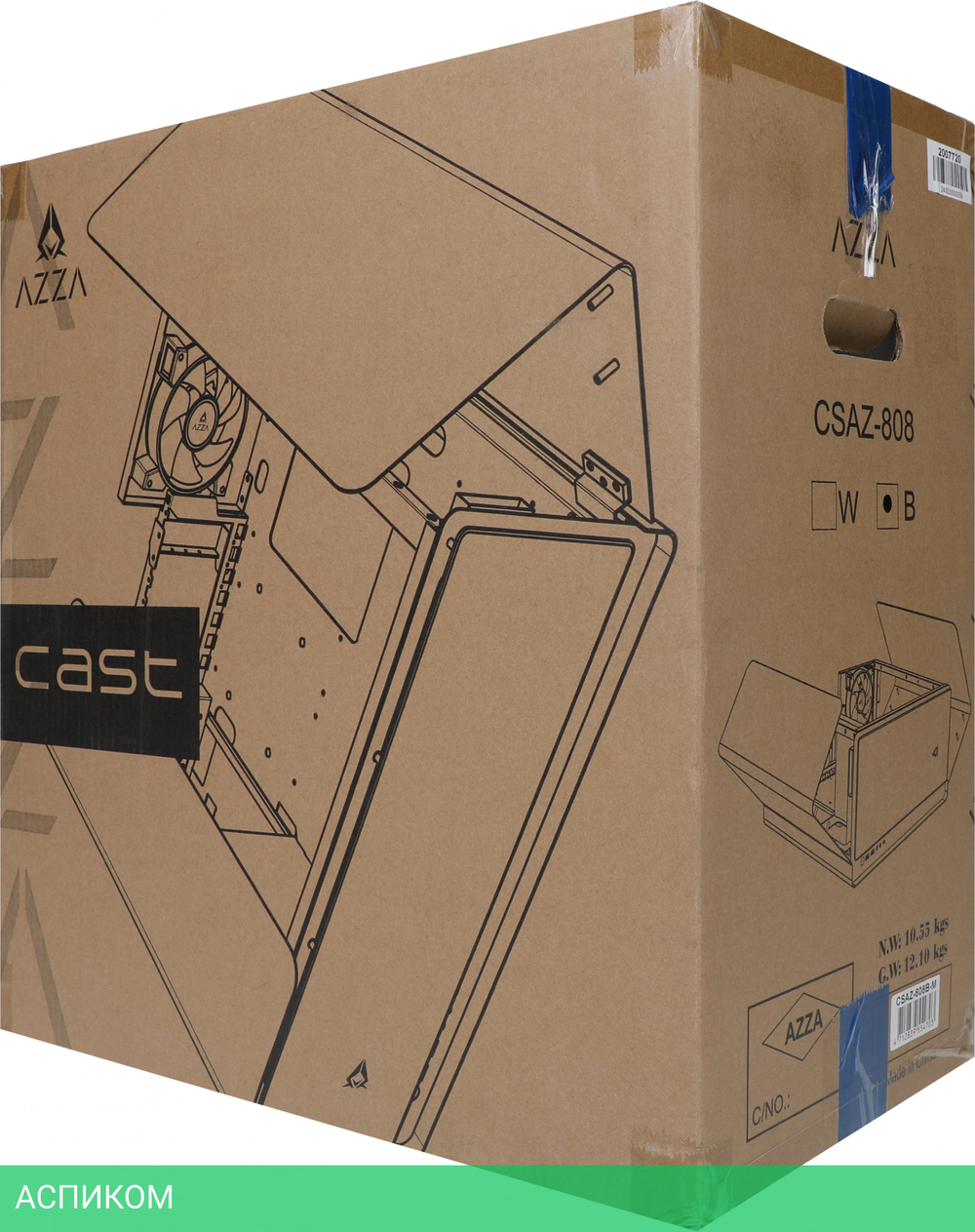 Корпус Azza Cast черный без БП (CSAZ-808BM)
