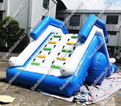 Надувная водная горка «Пляжная», 10*2,5*3 м, герметичная бело-синяя