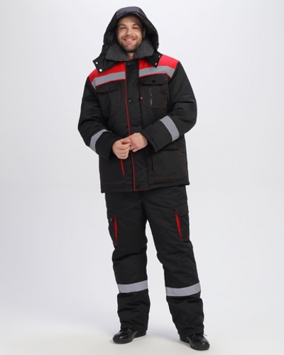 Костюм зимний Титан-Ультра CH (тк.Смесовая,240) п/к, черный/красный