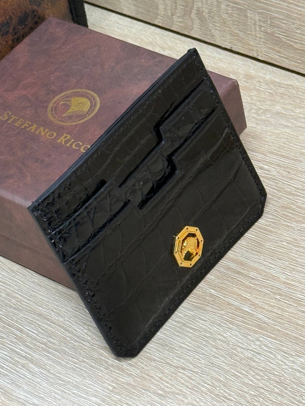 Картхолдер Stefano Ricci из кожи крокодила