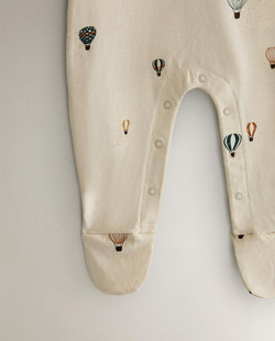 ZARA HOME ДЕТСКИЙ КОМБИНЕЗОН С ПРИНТОМ, КРЕМОВЫЙ