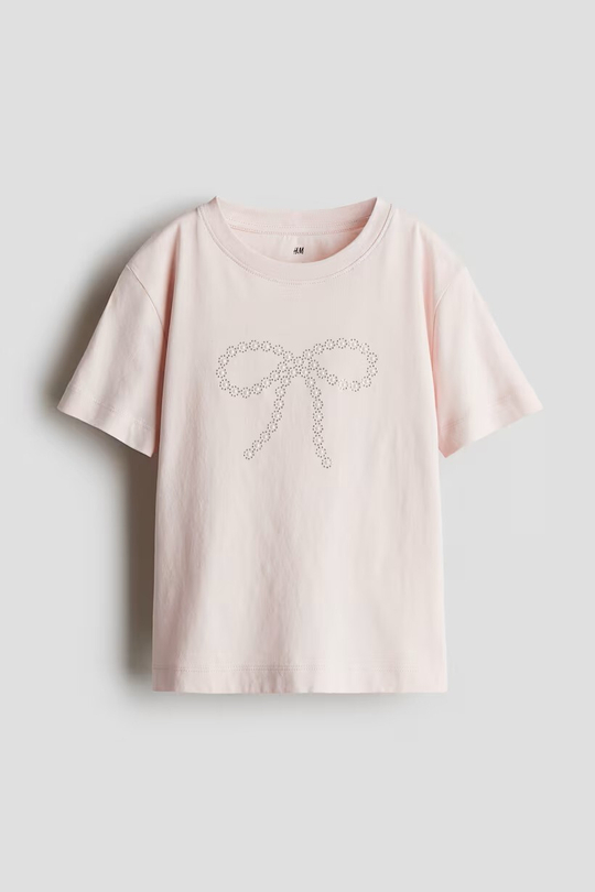 H&M Футболка c контрастными деталями, светло-розовый