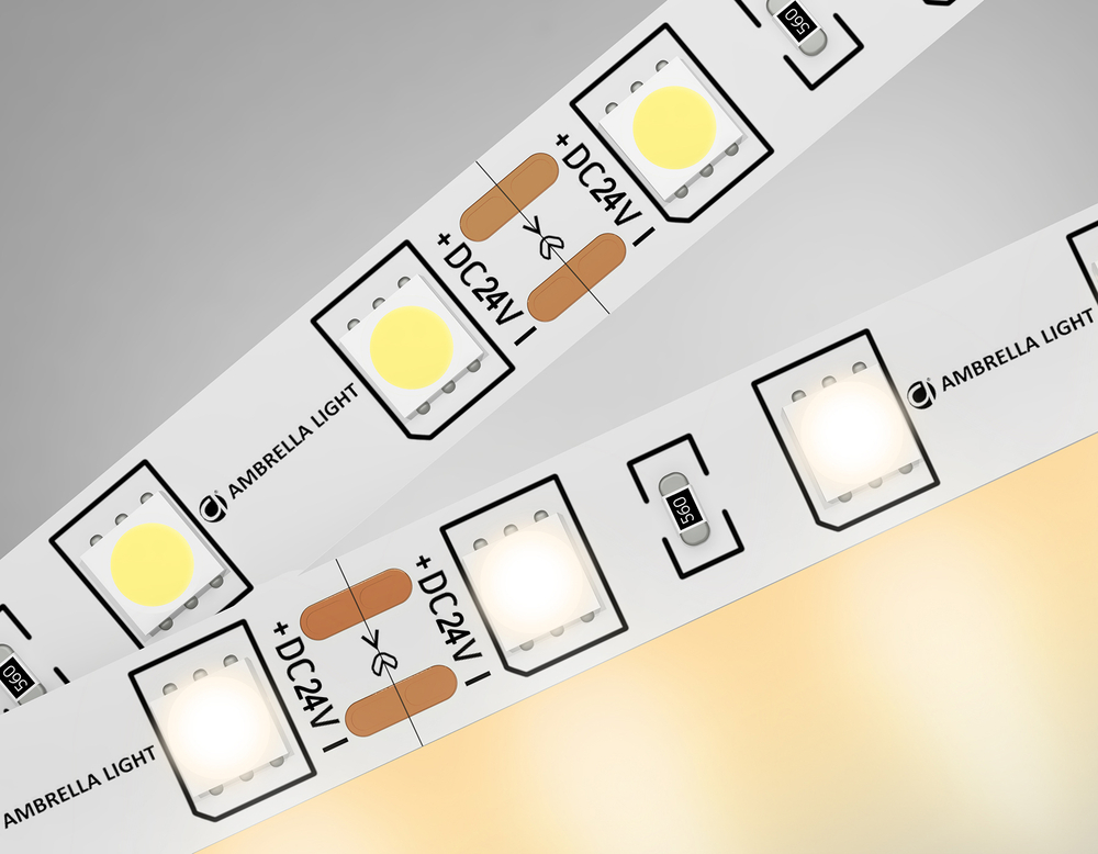 Светодиодная лента GS4001 5050 60Led/ 14.4W m/ 24V IP20 3000K 5m (2 конт.)