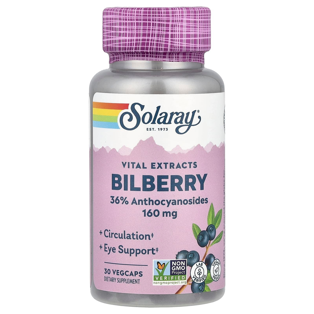 Solaray, Vital Extracts Bilberry, 30 вегетарианских капсул