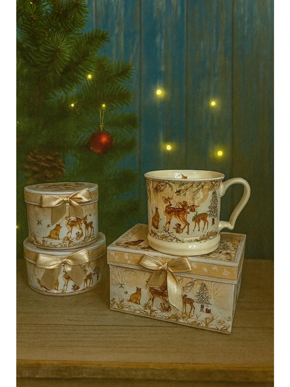 Новогодний подарочный бокал с изображением зверушек