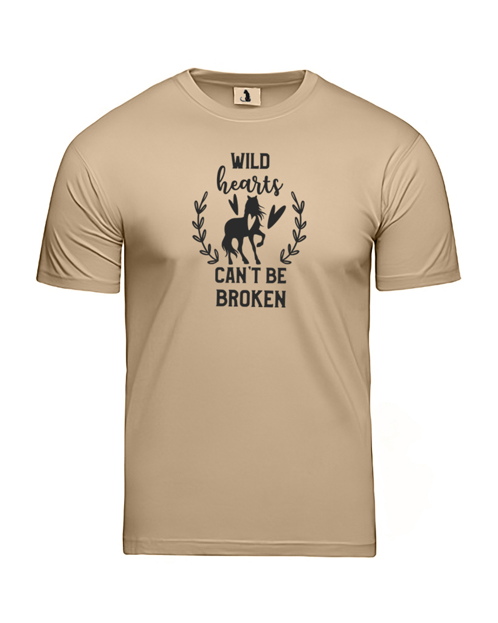 Футболка Wild hearts unisex бежевая с черным рисунком