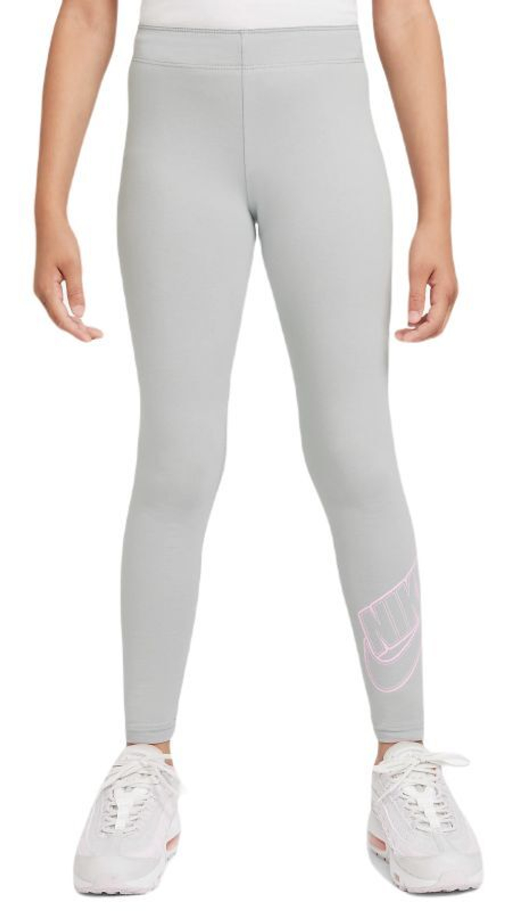 Штаны для девочки теннисные Nike Sportswear Favorites Legging GX - light smoke grey/pink foam