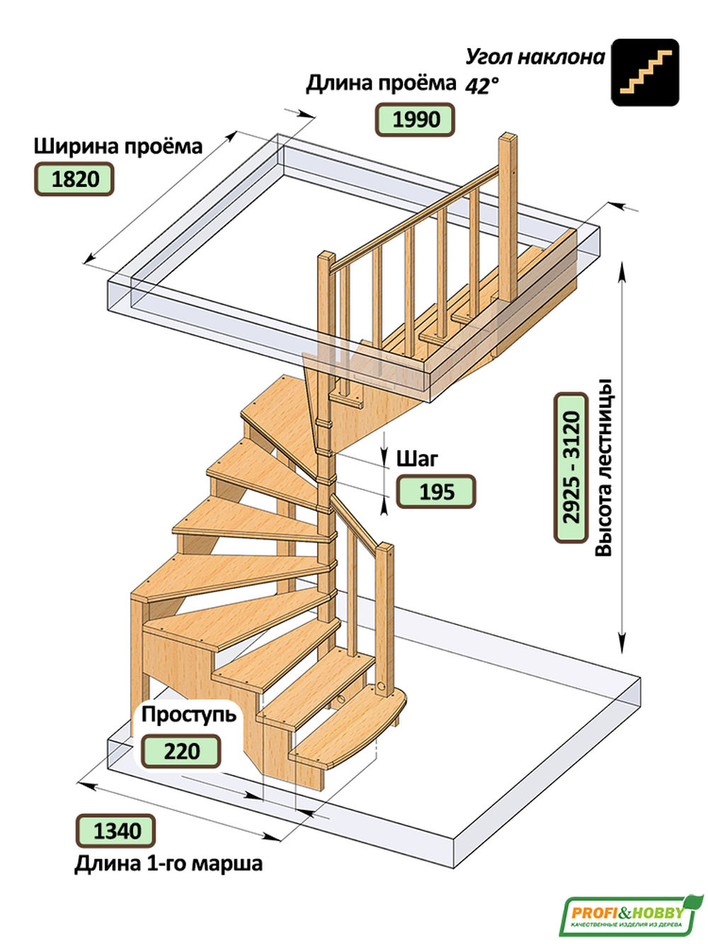 Лестница на второй этаж К-003м/4 Правая с подступенками