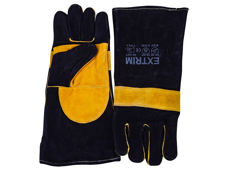 Перчатки пескоструйщика (кожа), черно-желтые арт. EXT black/yellow
