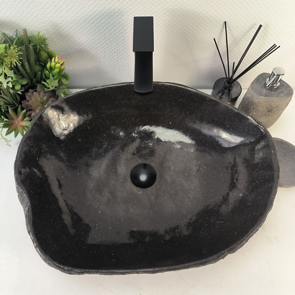 Каменная раковина из речного камня RS-05242 (57*45*16) 0862 из натурального камня