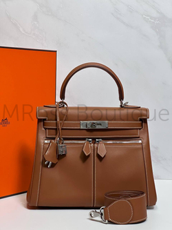 Hermes Kelly Lakis сумка женская кожаная светло-коричневый