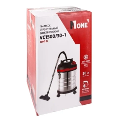 Строительный пылесос NUMBER ONE VC1500/30-1 30л, 1500Вт, 3м шланг, пылесборник.