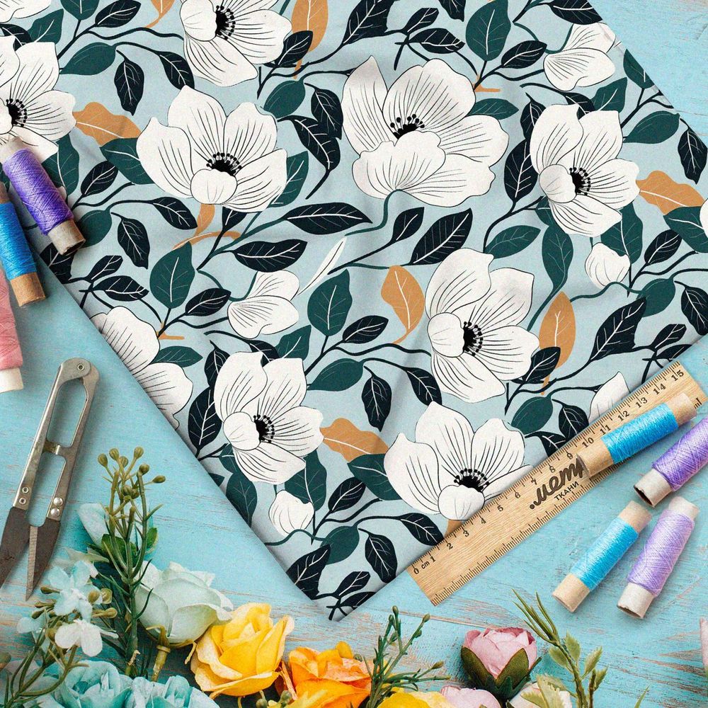 Ткань премиум интерлок летний цветок