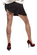 Колготки с принтом в виде черно-красного карпа кои (Размер: S-M-L) (Цвет: бежевый)