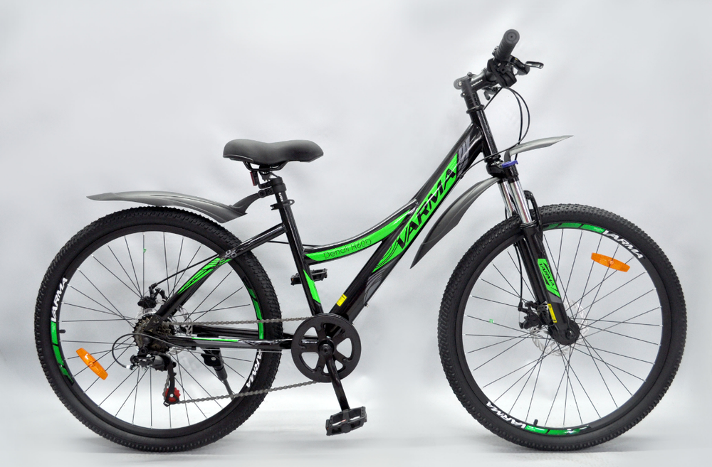 Велосипед 26 VARMA DENALI H60DA чёрно-зелёный р15 7ск аллюминий